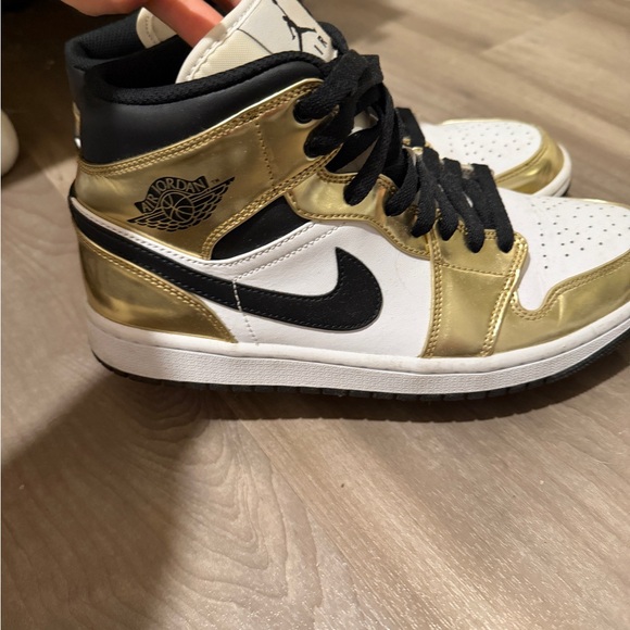 Jordan Gold and White Sneakers - Picture 1 of 3